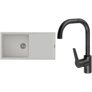 Set StrongSinks S3 (dřez Labe 1000 Bílá + baterie Garonne Černá matná)