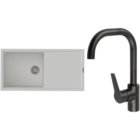 Set StrongSinks S3 (dřez Labe 1000 Bílá + baterie Garonne Černá matná)