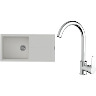 Set StrongSinks S3 (dřez Labe 1000 Bílá + baterie Seina Chrom)