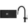 Set StrongSinks S3 (dřez Zala 1000 Černá + baterie Neris Černá matná, nerezová koncovka)