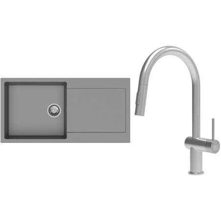 Set StrongSinks S3 (dřez Zala 1000 Šedá + baterie Neris Celonerez)