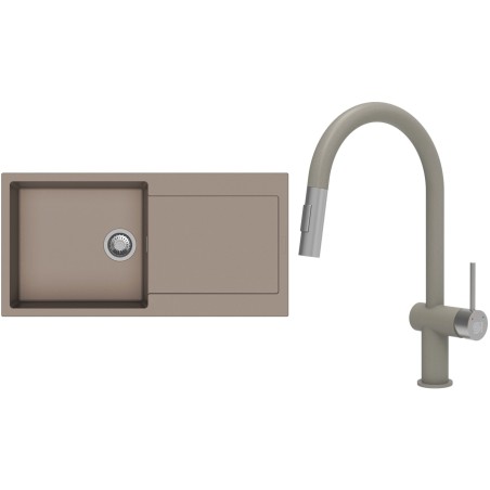 Set StrongSinks S3 (dřez Zala 1000 Béžová + baterie Neris Béžová, nerezová koncovka)