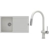 Set StrongSinks S3 (dřez Zala 860 Bílá + baterie Neris Bílá, nerezová koncovka)