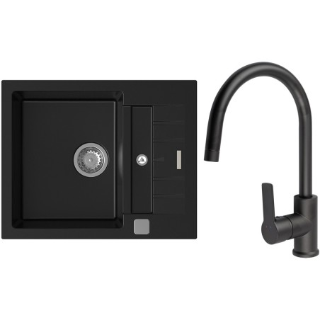Set StrongSinks S3 (dřez Vardar 615 Černá + baterie Loira Černá matná)