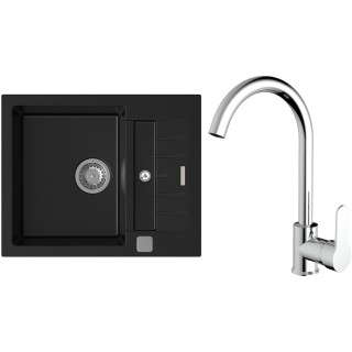 Set StrongSinks S3 (dřez Vardar 615 Černá + baterie Seina Chrom)