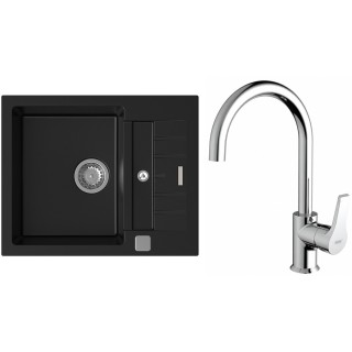 Set StrongSinks S3 (dřez Vardar 615 Černá + baterie Rhona Chrom)