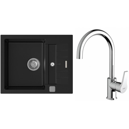Set StrongSinks S3 (dřez Vardar 615 Černá + baterie Rhona Chrom)