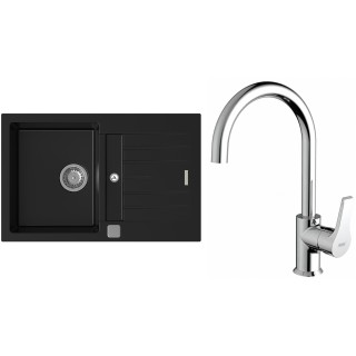 Set StrongSinks S3 (dřez Vardar 780 Černá + baterie Rhona Chrom)
