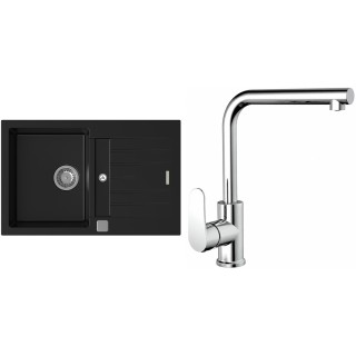 Set StrongSinks S3 (dřez Vardar 780 Černá + baterie Stréva Chrom)