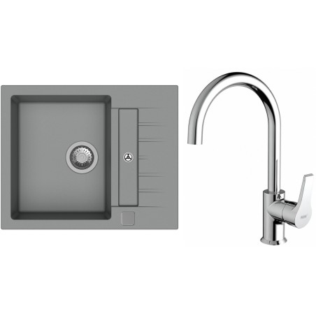 Set StrongSinks S3 (dřez Vardar 615 Šedá + baterie Rhona Chrom)