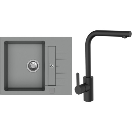 Set StrongSinks S3 (dřez Vardar 615 Šedá + baterie Ipoly Černá matná)