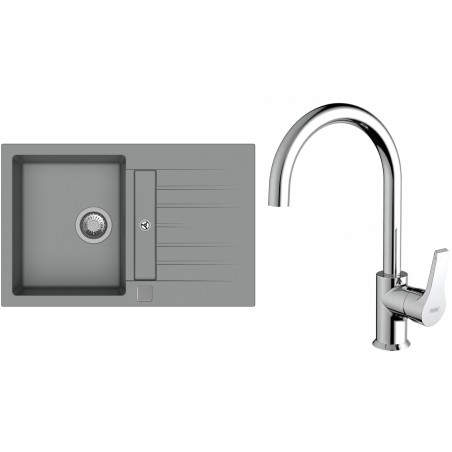 Set StrongSinks S3 (dřez Vardar 780 Šedá + baterie Rhona Chrom)