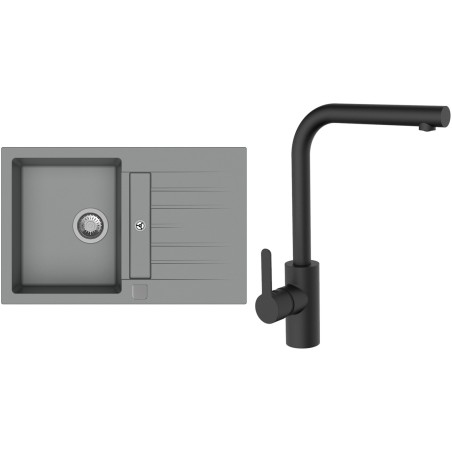 Set StrongSinks S3 (dřez Vardar 780 Šedá + baterie Ipoly Černá matná)