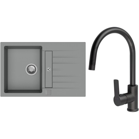 Set StrongSinks S3 (dřez Vardar 780 Šedá + baterie Loira Černá matná)