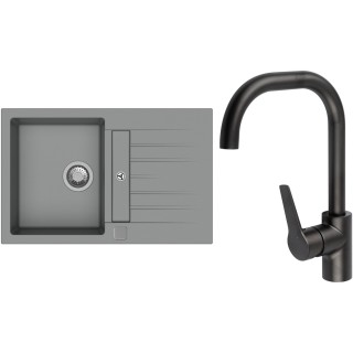 Set StrongSinks S3 (dřez Vardar 780 Šedá + baterie Garonne Černá matná)