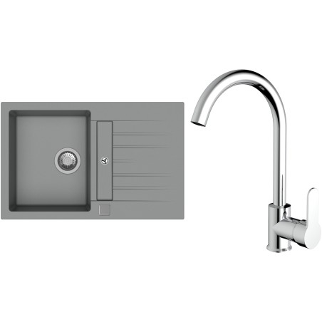 Set StrongSinks S3 (dřez Vardar 780 Šedá + baterie Seina Chrom)