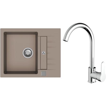 Set StrongSinks S3 (dřez Vardar 615 Béžová + baterie Seina Chrom)