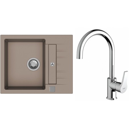 Set StrongSinks S3 (dřez Vardar 615 Béžová + baterie Rhona Chrom)