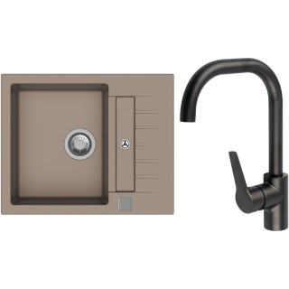 Set StrongSinks S3 (dřez Vardar 615 Béžová + baterie Garonne Černá matná)
