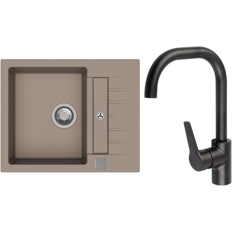 Set StrongSinks S3 (dřez Vardar 615 Béžová + baterie Garonne Černá matná)