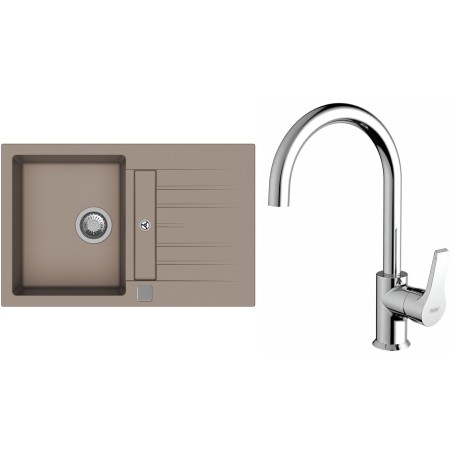 Set StrongSinks S3 (dřez Vardar 780 Béžová + baterie Rhona Chrom)