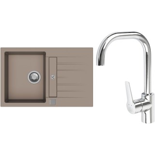 Set StrongSinks S3 (dřez Vardar 780 Béžová + baterie Garonne Chrom)