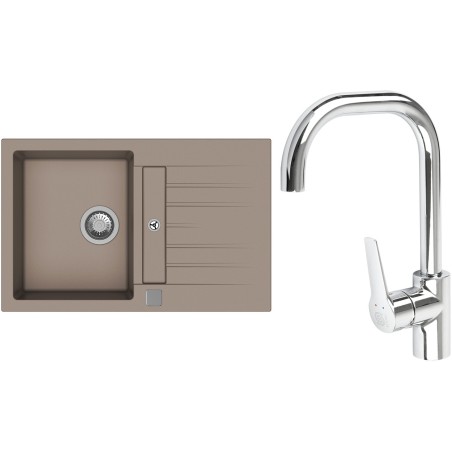 Set StrongSinks S3 (dřez Vardar 780 Béžová + baterie Garonne Chrom)