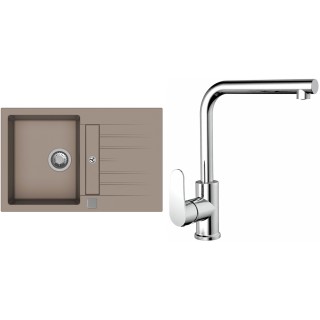 Set StrongSinks S3 (dřez Vardar 780 Béžová + baterie Stréva Chrom)