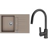 Set StrongSinks S3 (dřez Vardar 780 Béžová + baterie Loira Černá matná)