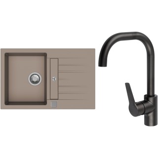 Set StrongSinks S3 (dřez Vardar 780 Béžová + baterie Garonne Černá matná)