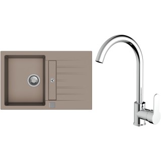 Set StrongSinks S3 (dřez Vardar 780 Béžová + baterie Seina Chrom)