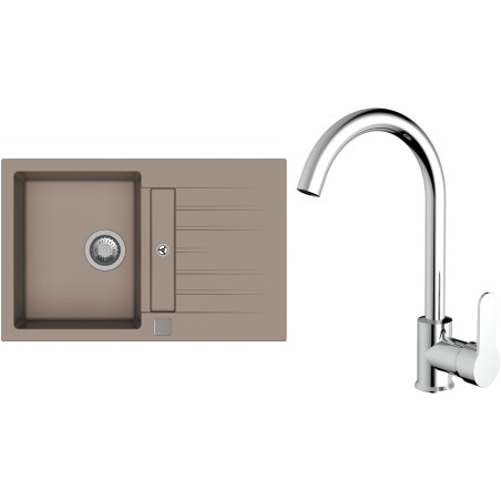 Set StrongSinks S3 (dřez Vardar 780 Béžová + baterie Seina Chrom)