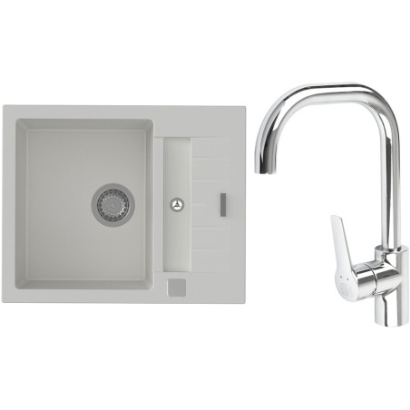 Set StrongSinks S3 (dřez Vardar 615 Bílá + baterie Garonne Chrom)