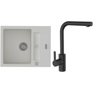 Set StrongSinks S3 (dřez Vardar 615 Bílá + baterie Ipoly Černá matná)
