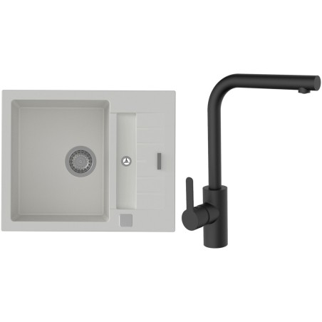 Set StrongSinks S3 (dřez Vardar 615 Bílá + baterie Ipoly Černá matná)