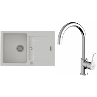 Set StrongSinks S3 (dřez Vardar 780 Bílá + baterie Rhona Chrom)
