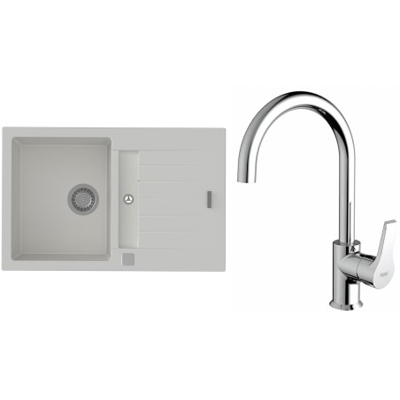 Set StrongSinks S3 (dřez Vardar 780 Bílá + baterie Rhona Chrom)