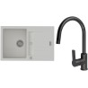 Set StrongSinks S3 (dřez Vardar 780 Bílá + baterie Loira Černá matná)