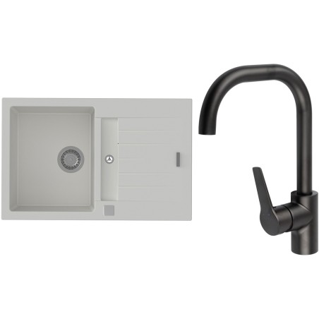 Set StrongSinks S3 (dřez Vardar 780 Bílá + baterie Garonne Černá matná)