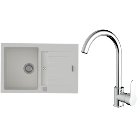 Set StrongSinks S3 (dřez Vardar 780 Bílá + baterie Seina Chrom)
