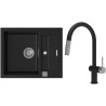 Set StrongSinks S3 (dřez Vardar 615 Černá + baterie Neris Černá matná, nerezová koncovka)