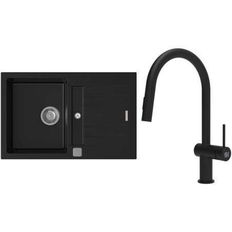 Set StrongSinks S3 (dřez Vardar 780 Černá + baterie Neris Černá matná)