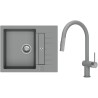 Set StrongSinks S3 (dřez Vardar 615 Šedá + baterie Neris Šedá, nerezová koncovka)
