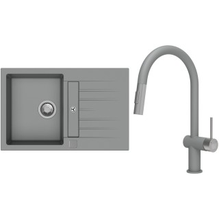 Set StrongSinks S3 (dřez Vardar 780 Šedá + baterie Neris Šedá, nerezová koncovka)
