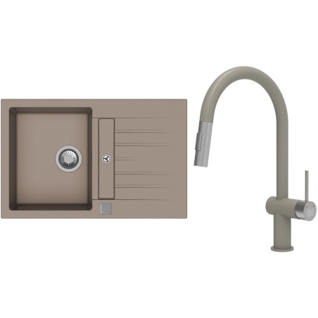 Set StrongSinks S3 (dřez Vardar 780 Béžová + baterie Neris Béžová, nerezová koncovka)