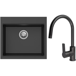 Set StrongSinks S3 (dřez Ipel 560 Černá + baterie Loira Černá matná)