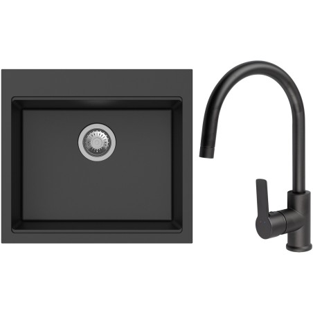 Set StrongSinks S3 (dřez Ipel 560 Černá + baterie Loira Černá matná)