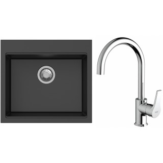 Set StrongSinks S3 (dřez Ipel 560 Černá + baterie Rhona Chrom)