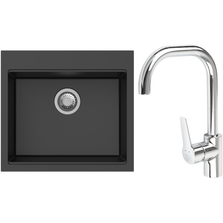 Set StrongSinks S3 (dřez Ipel 560 Černá + baterie Garonne Chrom)