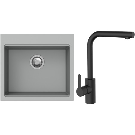 Set StrongSinks S3 (dřez Ipel 560 Šedá + baterie Ipoly Černá matná)